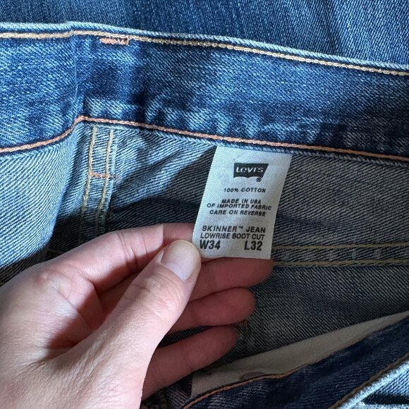 Levi's Skinner USA Made Low Rise Boot Cut Jeans - Men's Size 34*32 - Blue - Picture 5 of 12